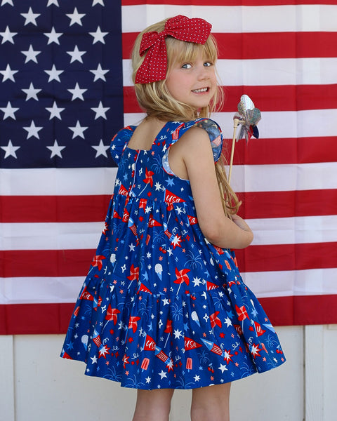 Patriotic Fourth of July Twirl Dress Fireworks